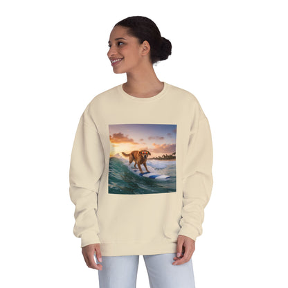 Surfing Dog Graphic Unisex NuBlend Crewneck Sweatshirt style 1
