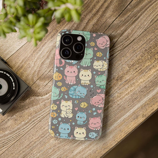 Kawaii Colorful Cat Pattern iPhone 16 17 series Flexi Case
