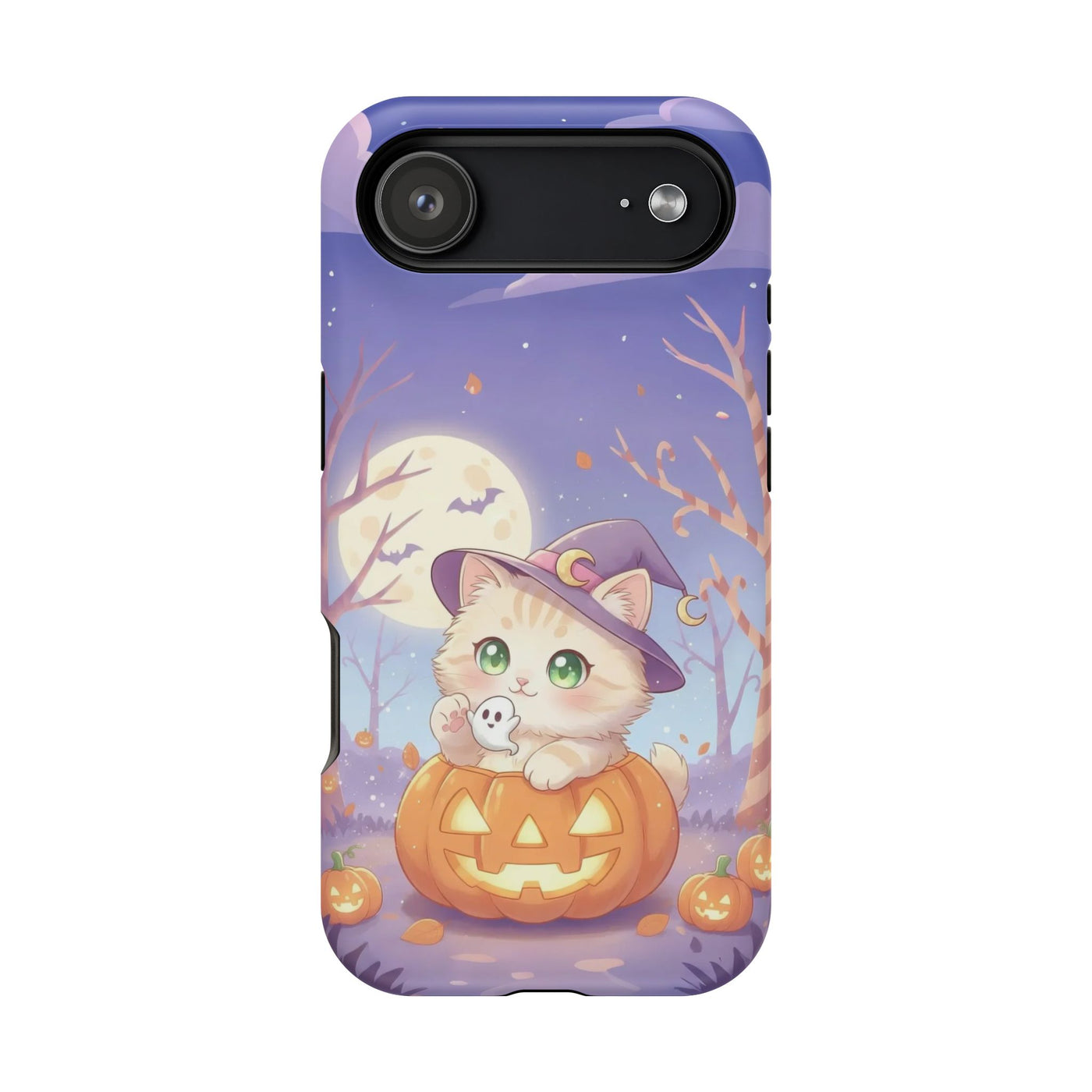 Halloween cute kitten anime style 1 Magnetic Phone Case, Cat Lover Gift, Impact-Resistant iPhone Case, Funny Pet Accessory, Unique Animal Design