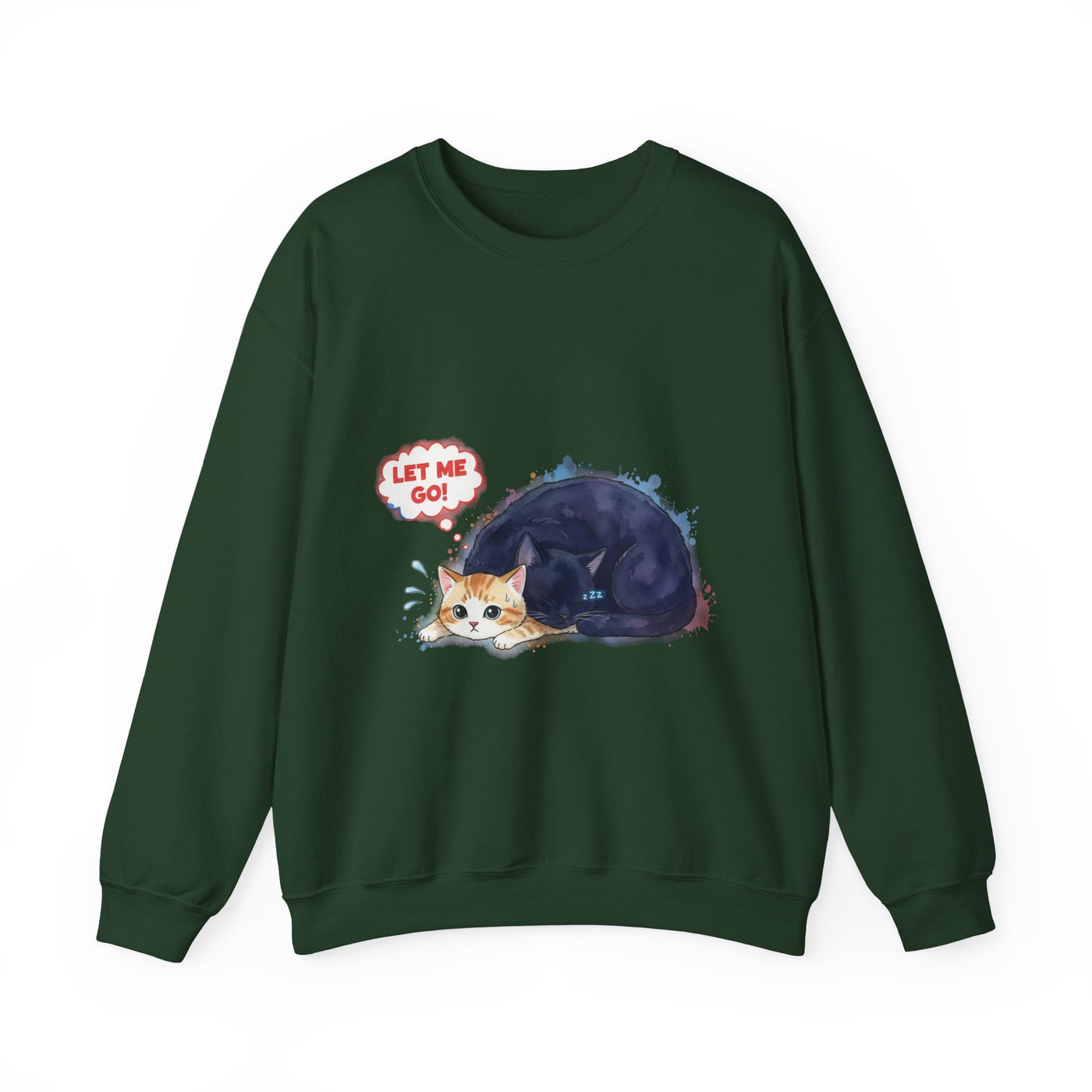 Watercolor painting style 1 Men & Women Cute Cat Pile Crewneck Sweatshirt