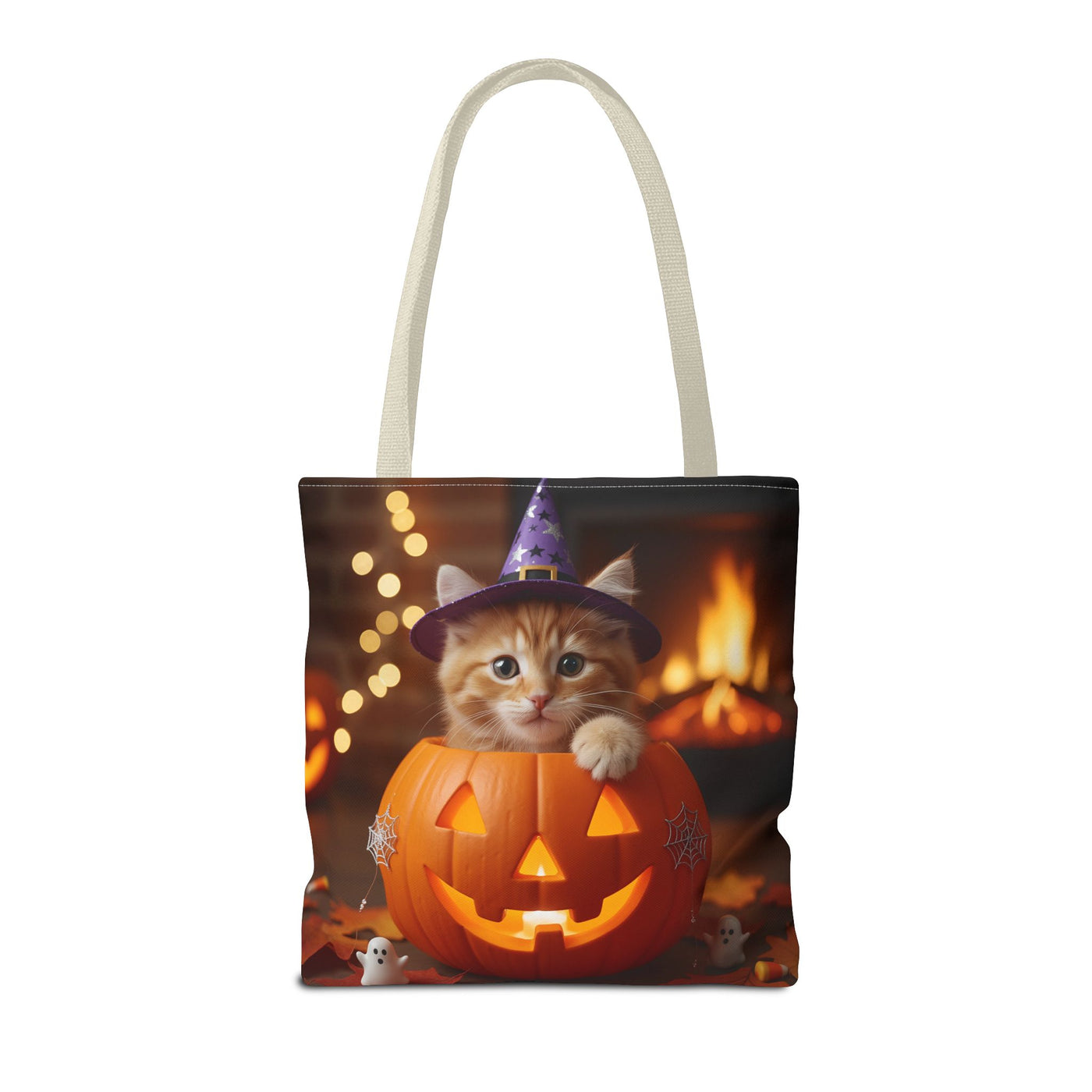 Adorable Halloween Cat Tote Bag, Cute Pet Lover Gift, Trick or Treat Bag, Fall Accessory, Spooky Cat Design
