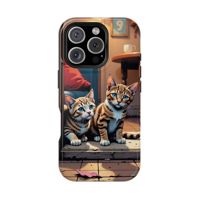 Cute Cats Magnetic Phone Case comic style 1, Cat Lover Gift, Impact-Resistant iPhone Case, Funny Pet Accessory, Unique Animal Design