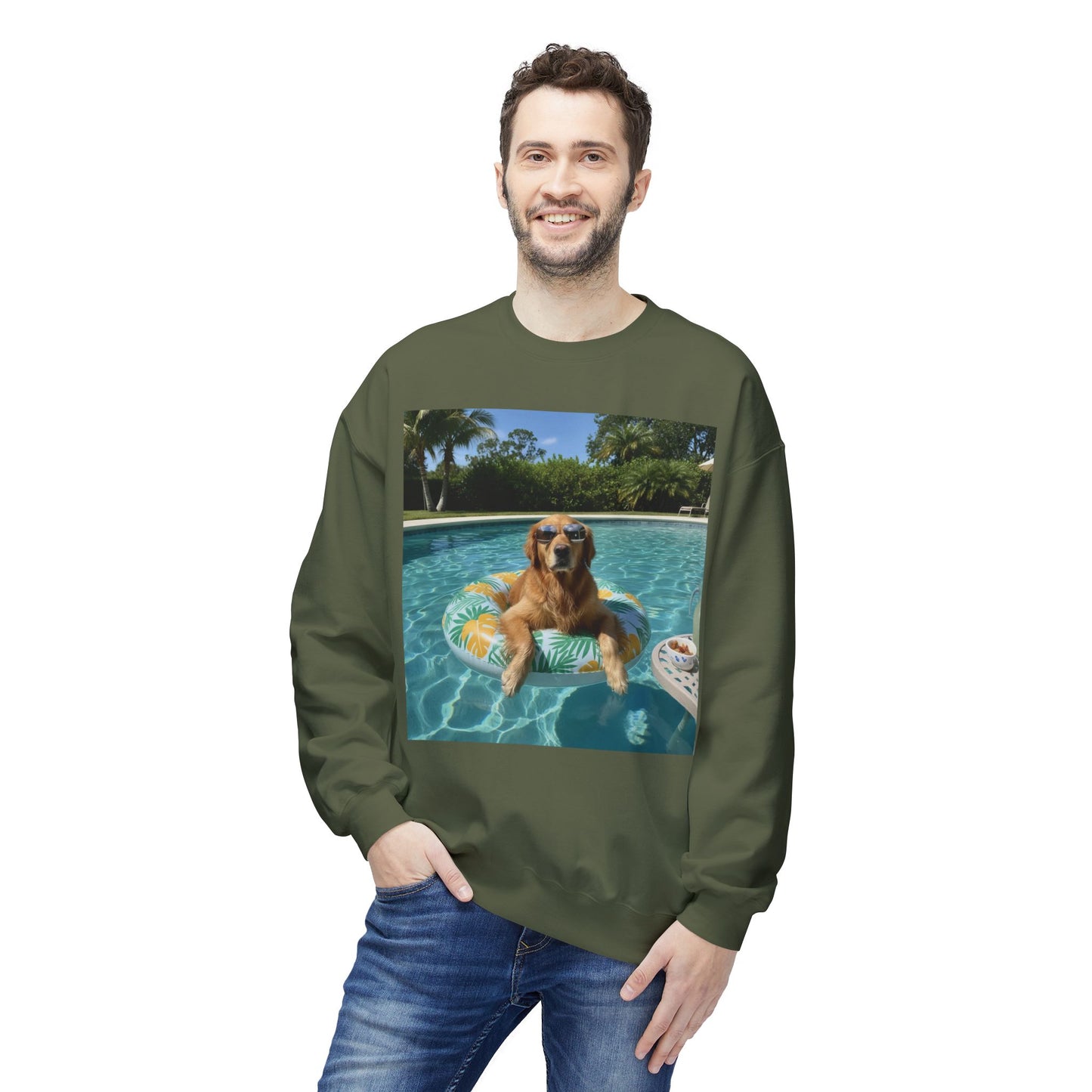 Swimming Pool Vibes Graphic Dog Unisex Crewneck Sweatshirt