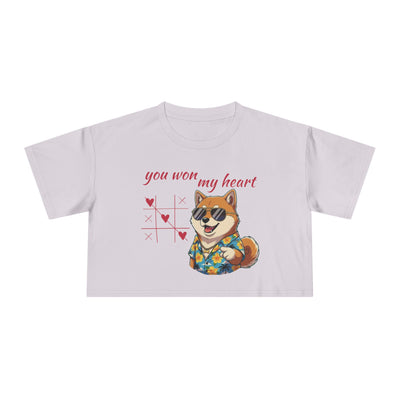 Cute Graphic Crop Tee - 'You Won My Heart', Women's Fashion, Gift for Animal Lovers, Casual Outfit, Summer Style, Funny Shirt