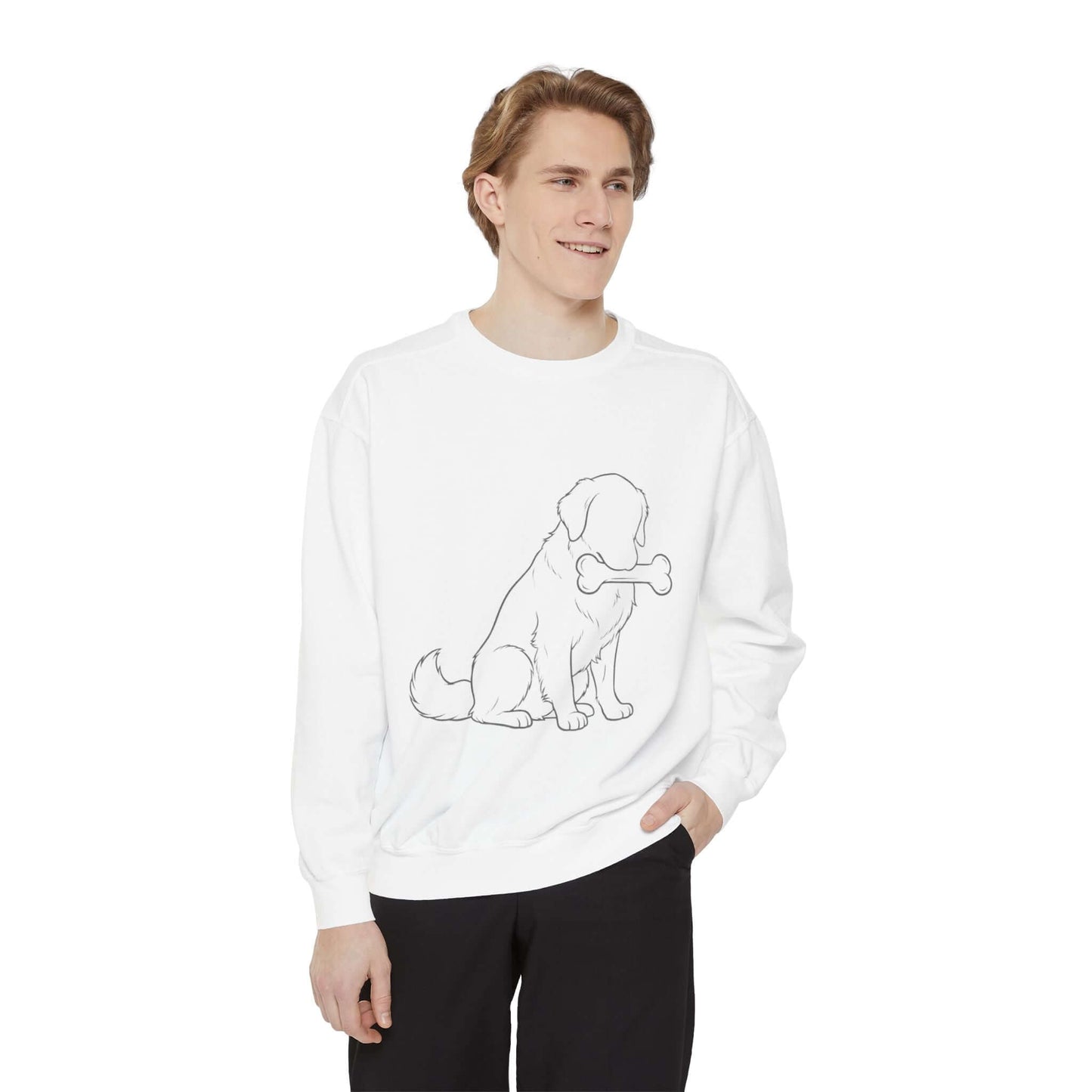 Sitting Dog Shadow Cozy Graphic Unisex Crewneck Sweatshirt style 1