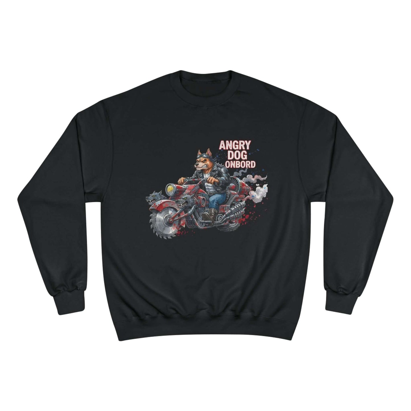 Angry Dog Onboard Graphic Champion Crewneck Sweatshirt style 3