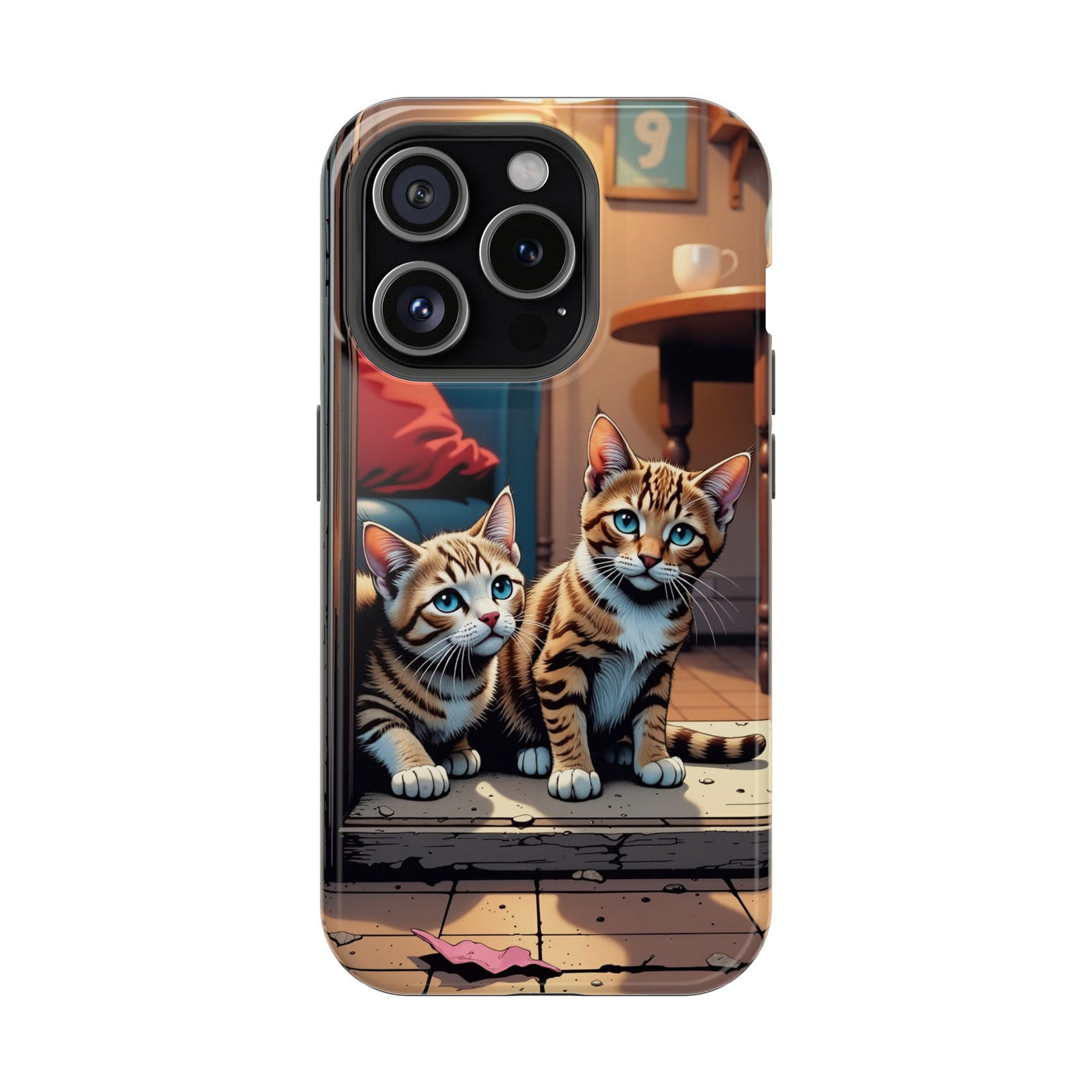 Cute Cats Magnetic Phone Case comic style 1, Cat Lover Gift, Impact-Resistant iPhone Case, Funny Pet Accessory, Unique Animal Design