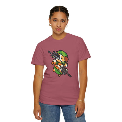 Cute Soldier Sniper Dog & Cat Unisex Graphic T-Shirt