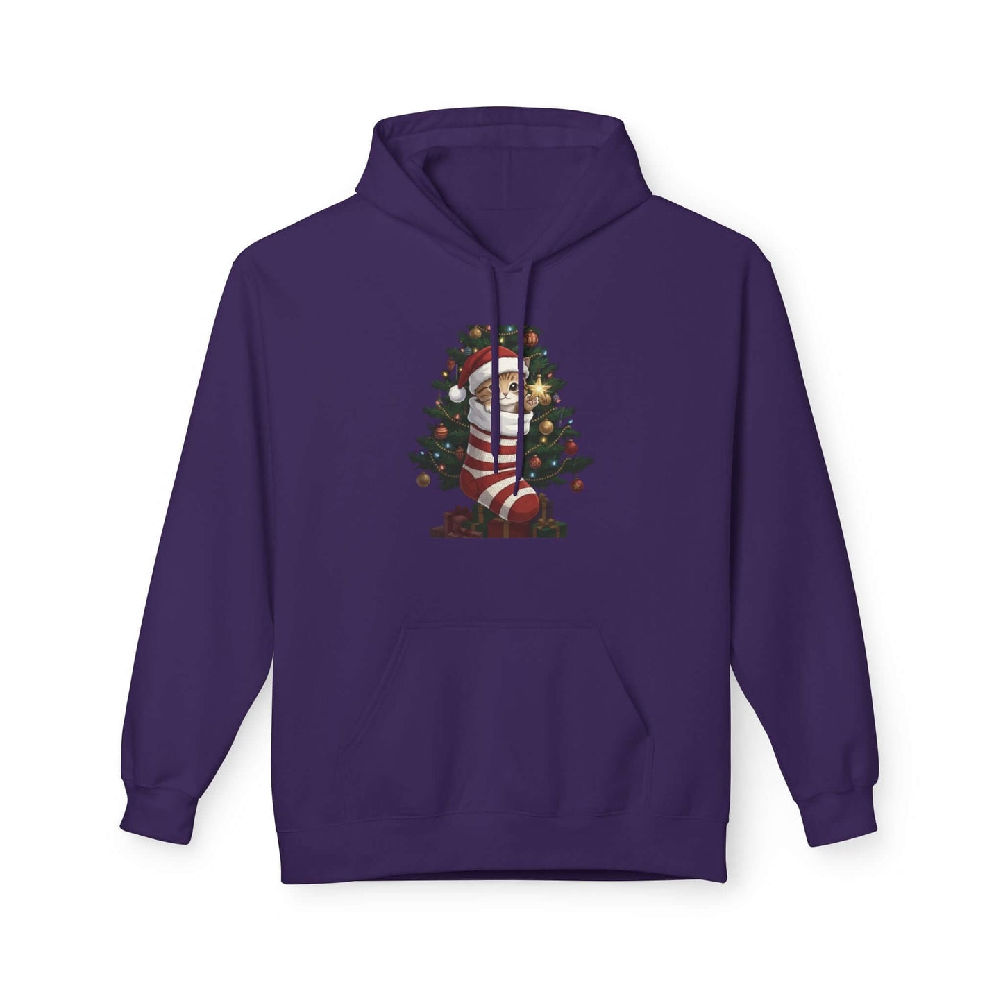Kitten hiding in Christmas stocking Unisex Fleece Hoodie style 3