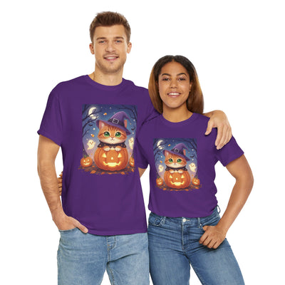 Halloween cute kitten anime style 2 Unisex Tee - Cute Cat T-Shirt for Pet Lovers, Cat Owners, Sports Enthusiasts, Gifts for Animal Lovers, Casual Everyday Wear
