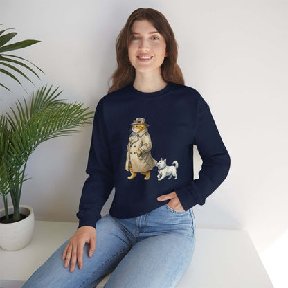 Watercolor Cat & Dog painting unisex Crewneck Sweatshirt style 2