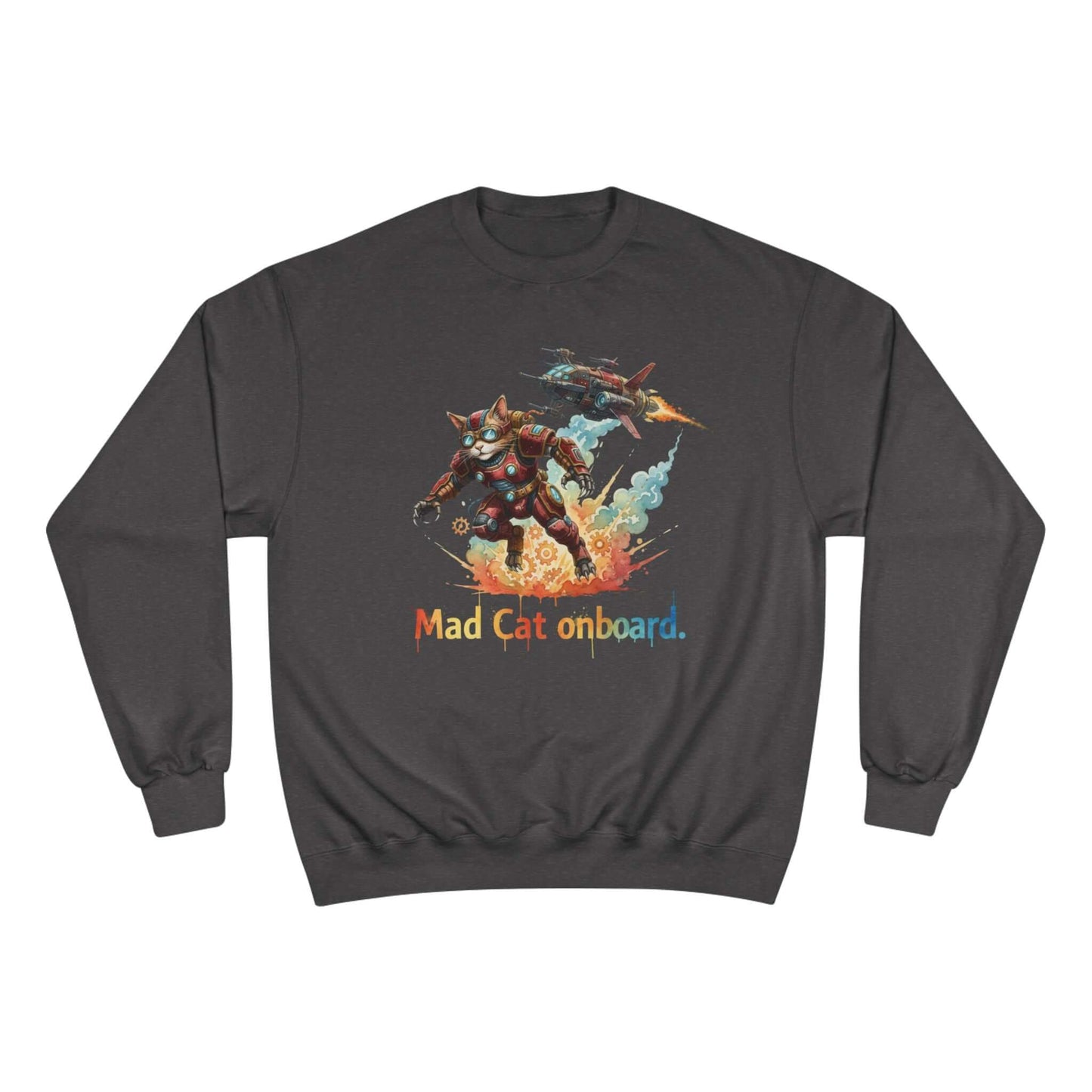 Mad Cat Onboard Graphic Champion Crewneck Sweatshirt style 2