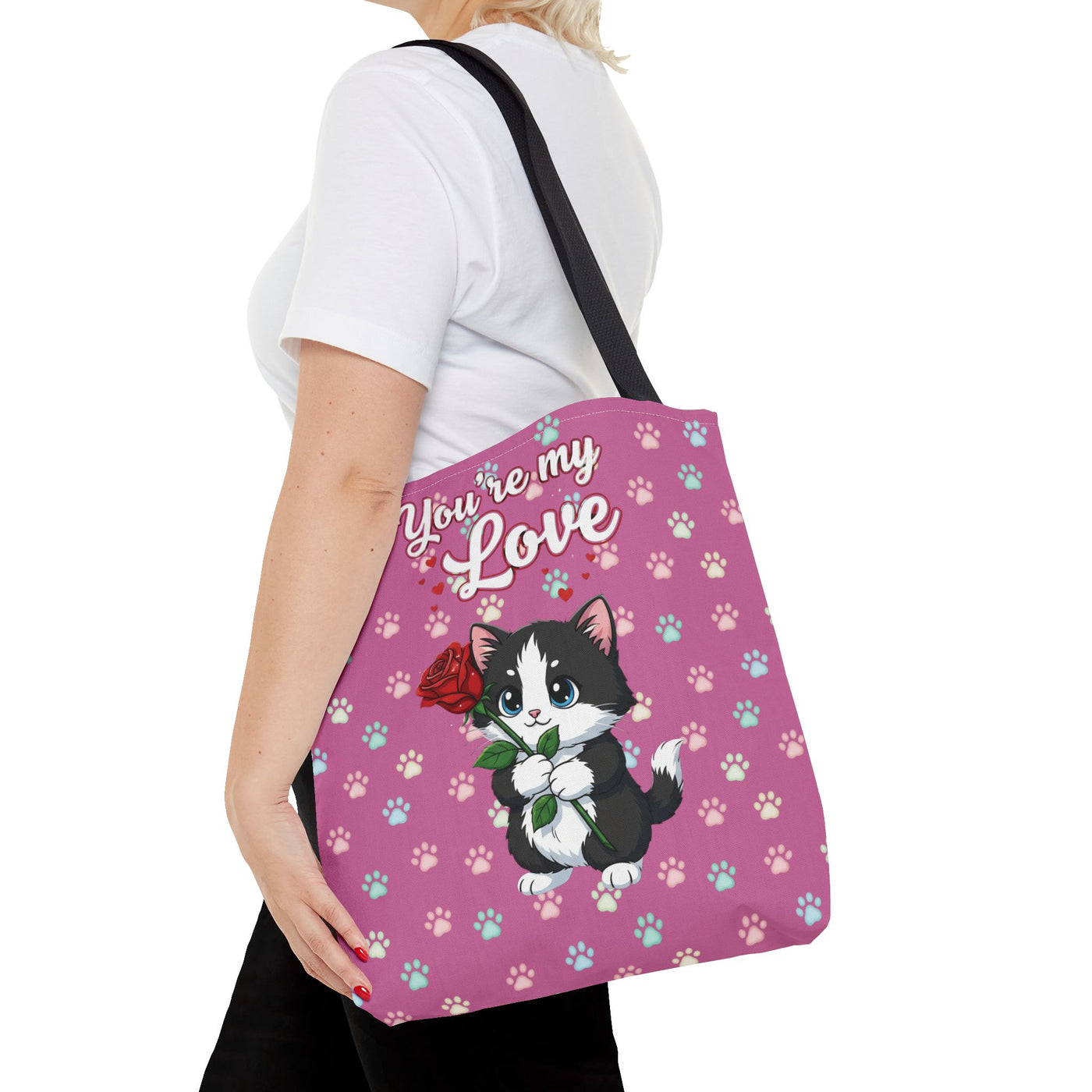 Cute Cat Lover Tote Bag - You're My Love style 1