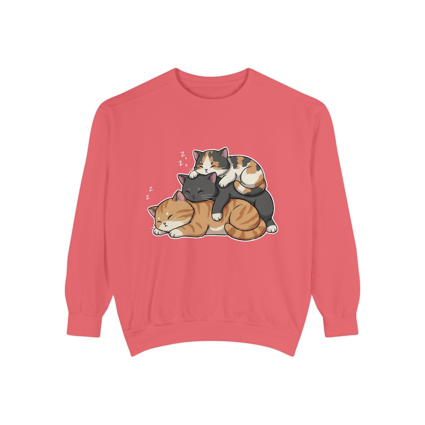 3 Cute Sleeping Cats Cozy Graphic Unisex Crewneck Sweatshirt style 7
