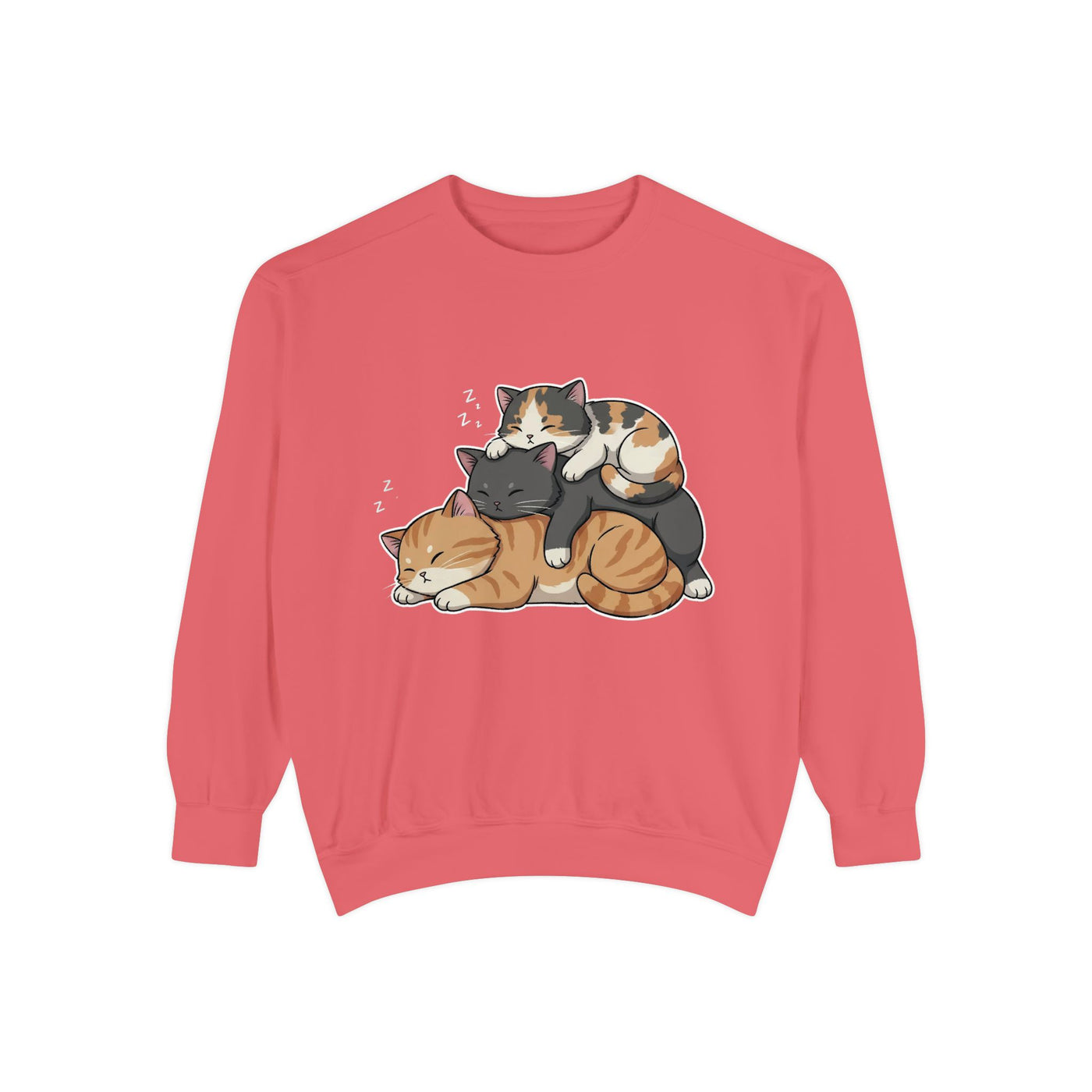 3 Cute Sleeping Cats style 7 Cozy Graphic Unisex Crewneck Sweatshirt