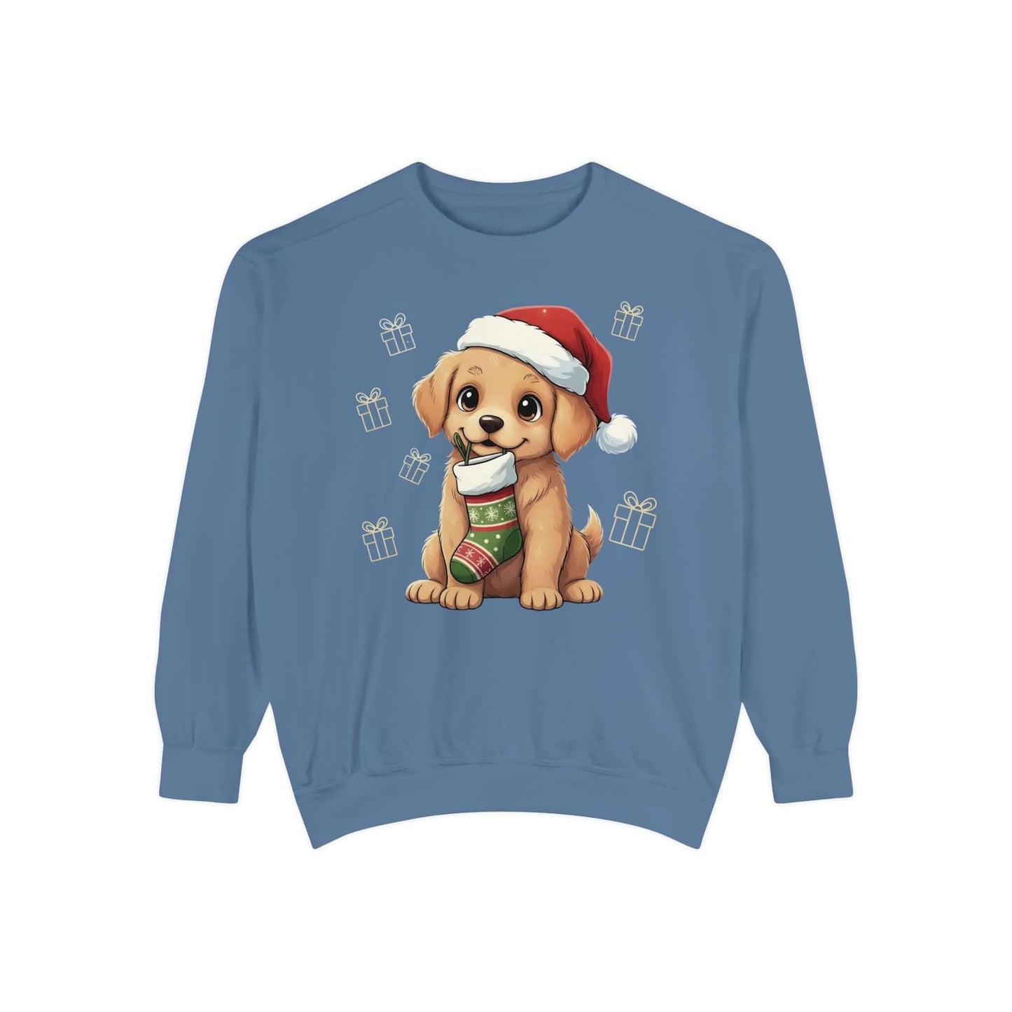 Puppy wait for Christmas presents Unisex Crewneck Sweatshirt style 4