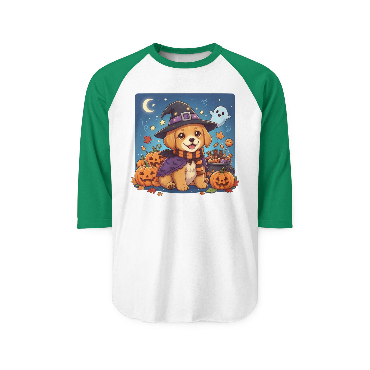 Halloween cute puppy anime style 6 Raglan Shirt, Cute Pet Shirt, Fall Apparel, Unisex Halloween Outfit, Gift for Dog Lovers, Spooky Season Tee