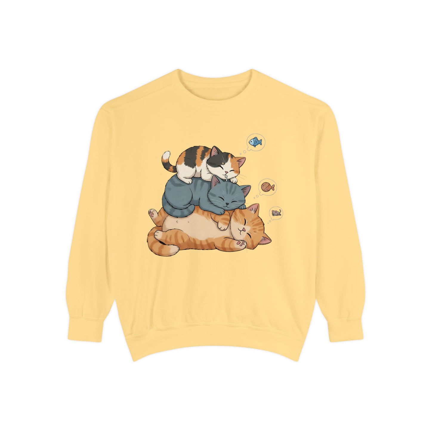 3 Cute Sleeping Cats Cozy Graphic Unisex Crewneck Sweatshirt style 2