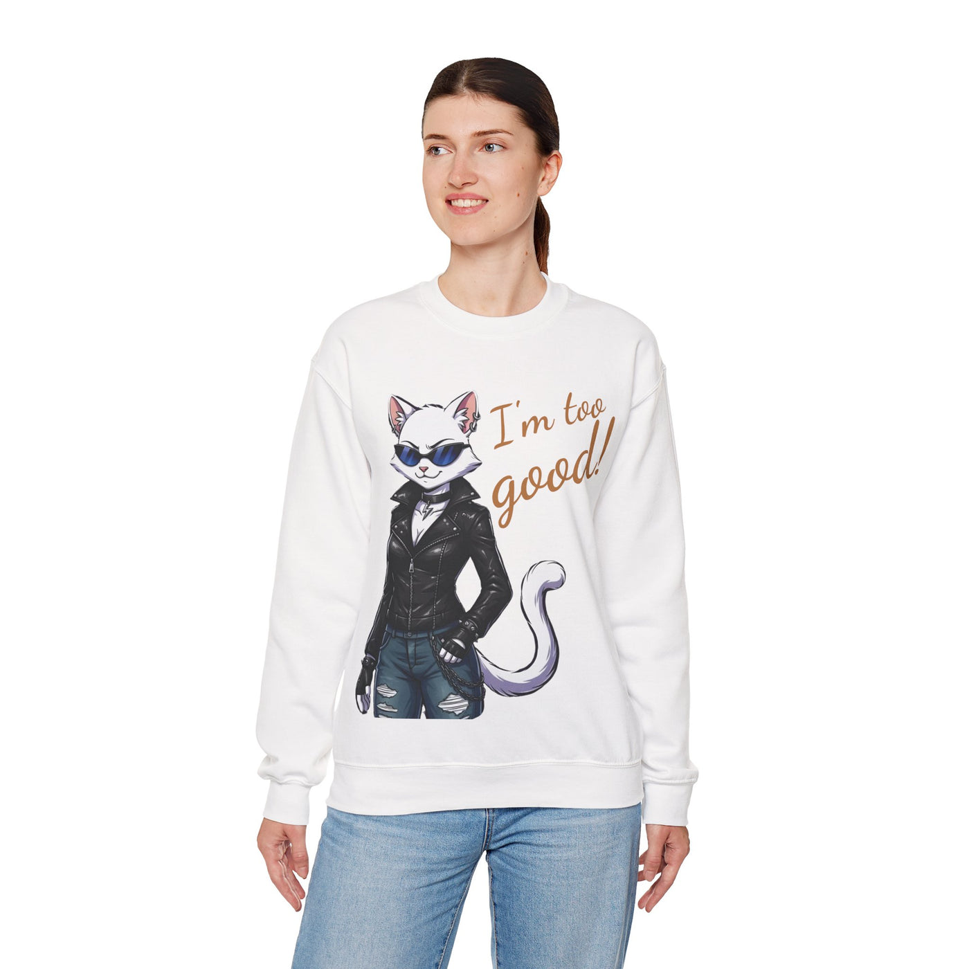 Cool Cat style 3 Unisex Crewneck Sweatshirt | Cozy Gift for Cat Lovers, Casual Wear, Unique Graphic Sweatshirt, Birthday Gift, Everyday Style