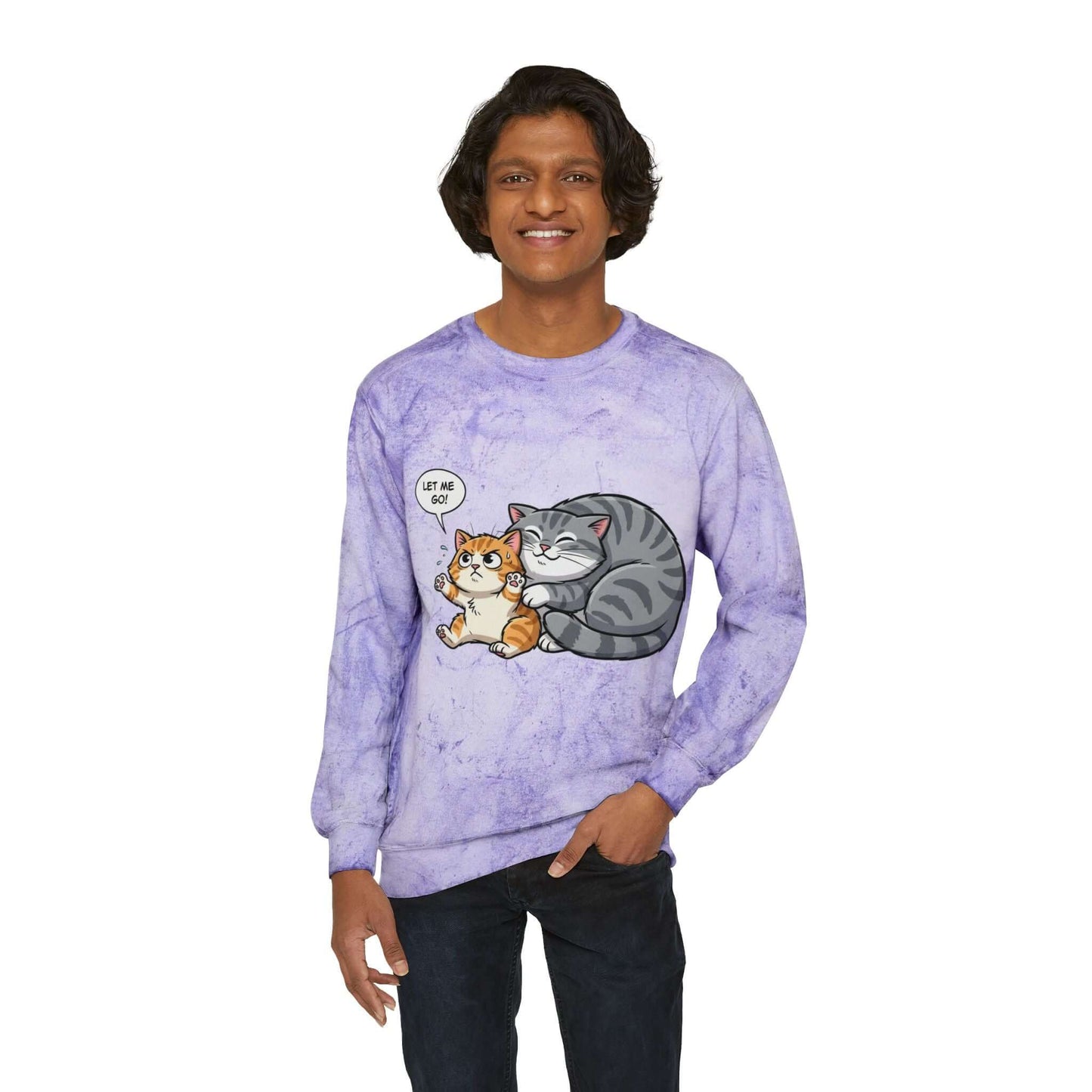 Let Me Go Cat Cozy Crewneck Sweatshirt Tie-Dye style 4