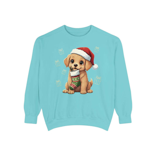 Puppy wait for Christmas presents Unisex Crewneck Sweatshirt style 4