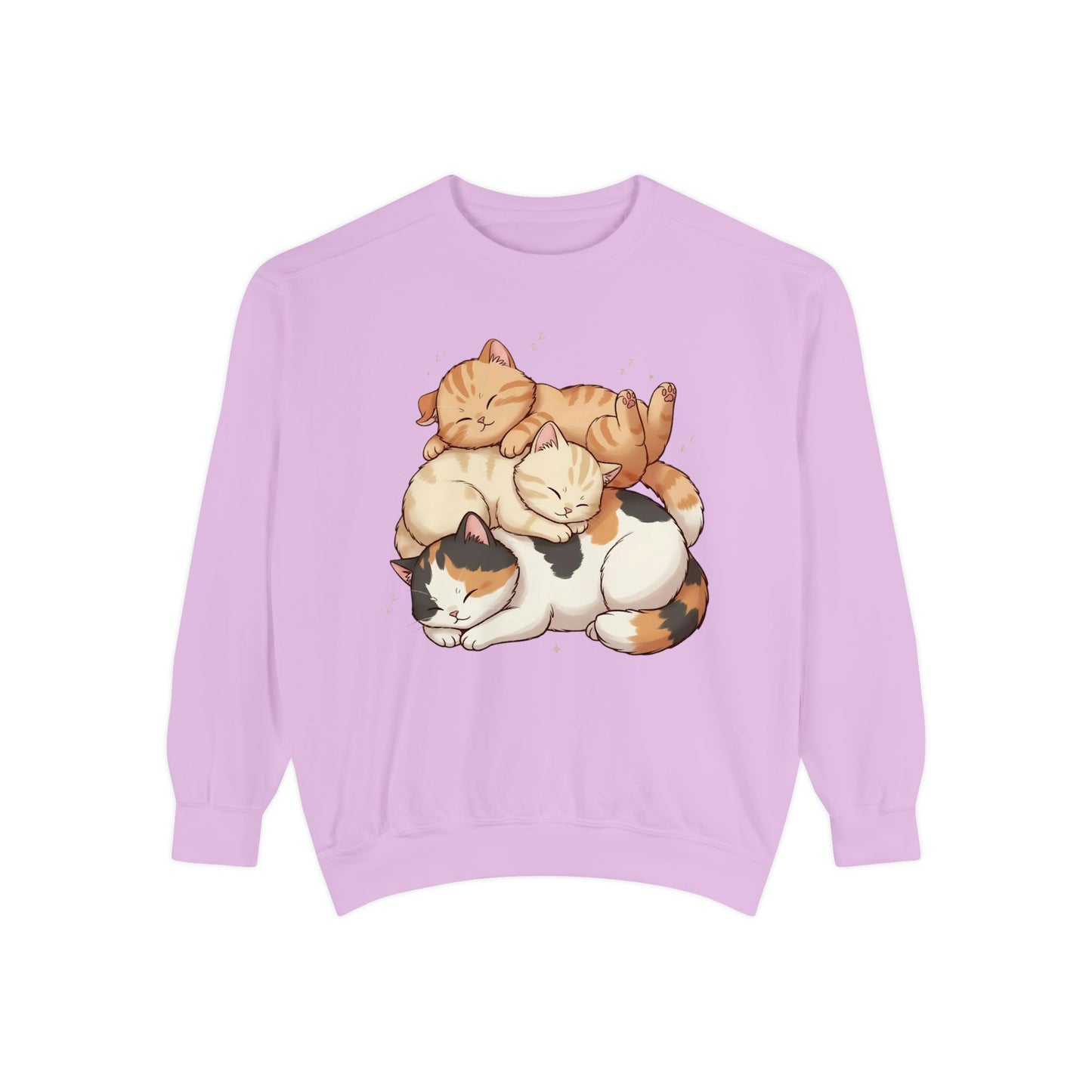 3 Cute Sleeping Cats Cozy Graphic Unisex Crewneck Sweatshirt style 1