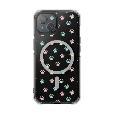 Cute Cat Paw Print Magnetic Clear Case for Pet Lovers