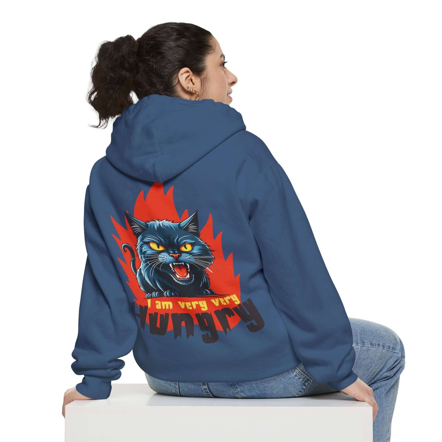 I am very very Hungry - Cartoon Cat Unisex Pullover Hoodie