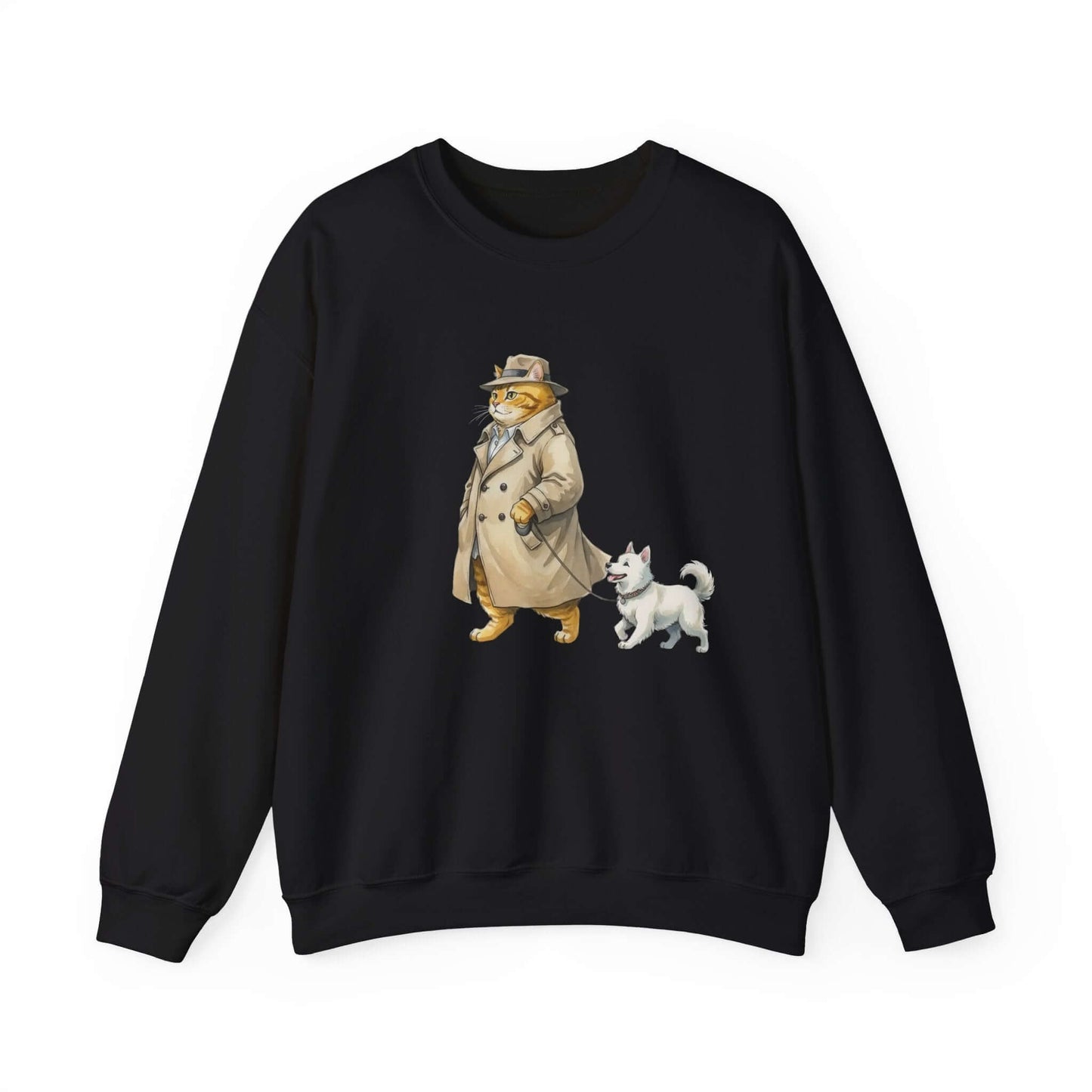 Watercolor Cat & Dog painting unisex Crewneck Sweatshirt style 2