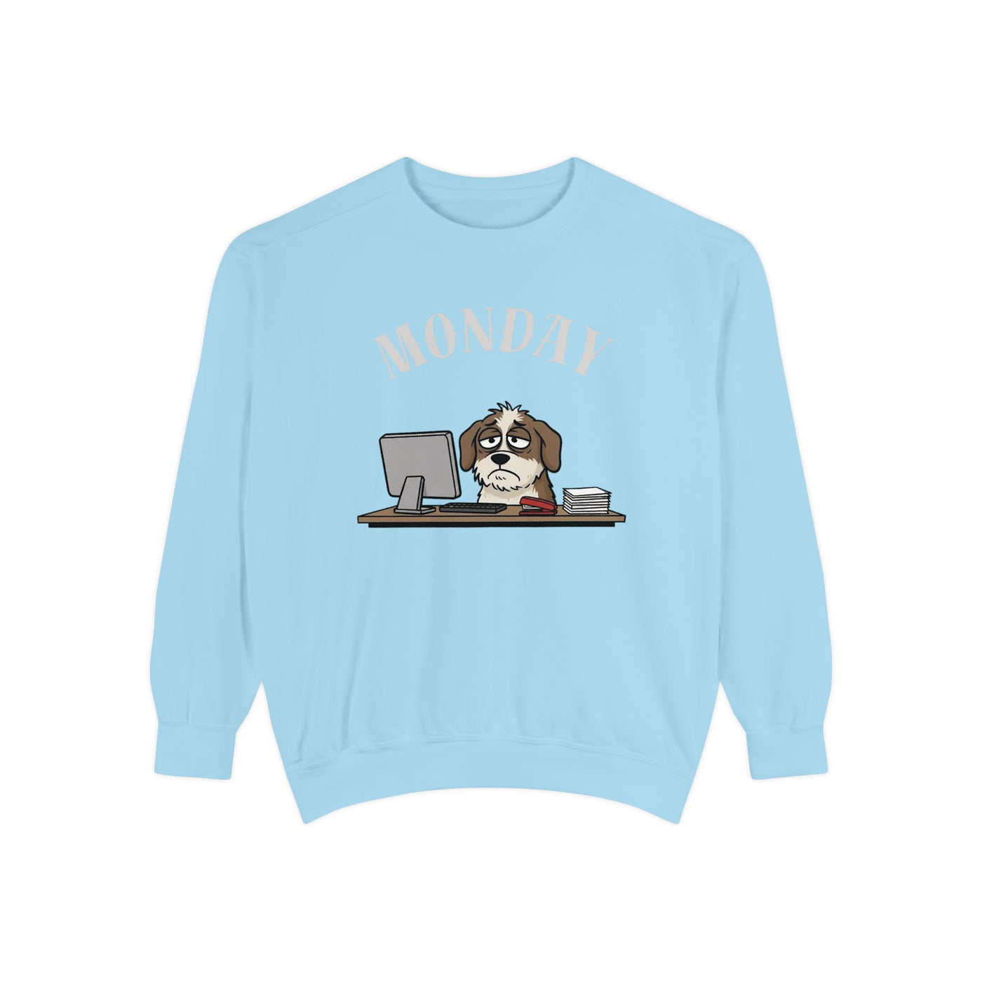 Monday Face Dog Stares Blankly Unisex Crewneck Sweatshirt style 5