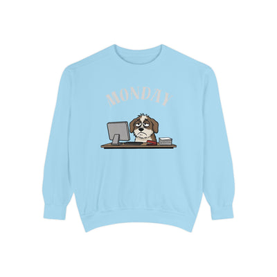 Monday Face Dog Stares Blankly Unisex Crewneck Sweatshirt style 5
