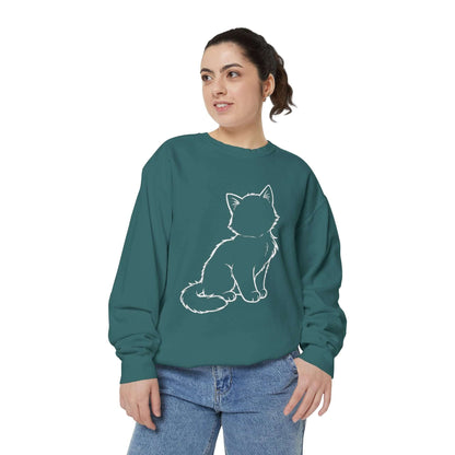 Sitting Cat Shadow Cozy Graphic Unisex Crewneck Sweatshirt style 1