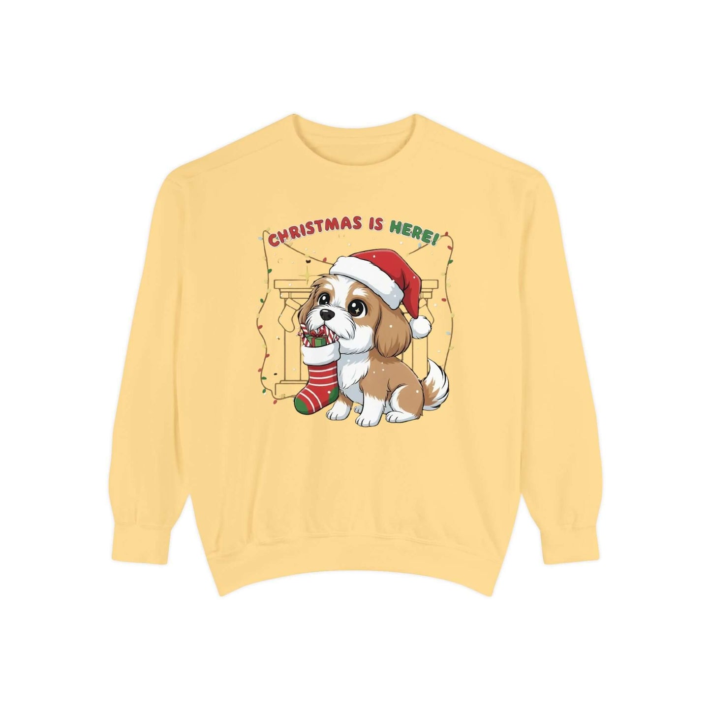 Puppy wait for Christmas presents Unisex Crewneck Sweatshirt style 5