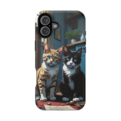 Cute Cats Magnetic Phone Case comic style 4, Cat Lover Gift, Impact-Resistant iPhone Case, Funny Pet Accessory, Unique Animal Design