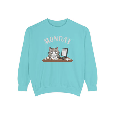 Monday Face Cat Stares Blankly Unisex Crewneck Sweatshirt style 5