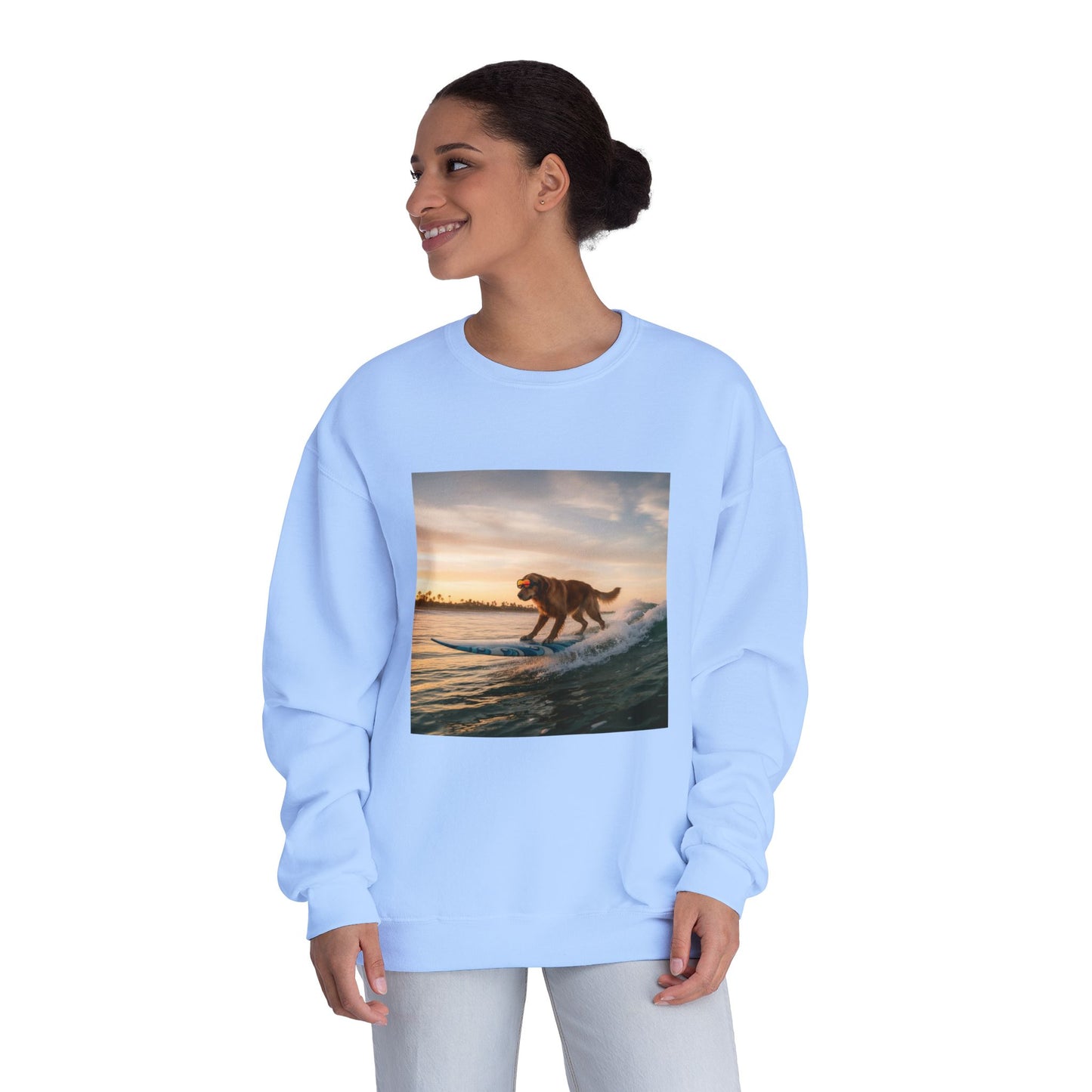 Surfing Dog Graphic Unisex NuBlend Crewneck Sweatshirt style 2