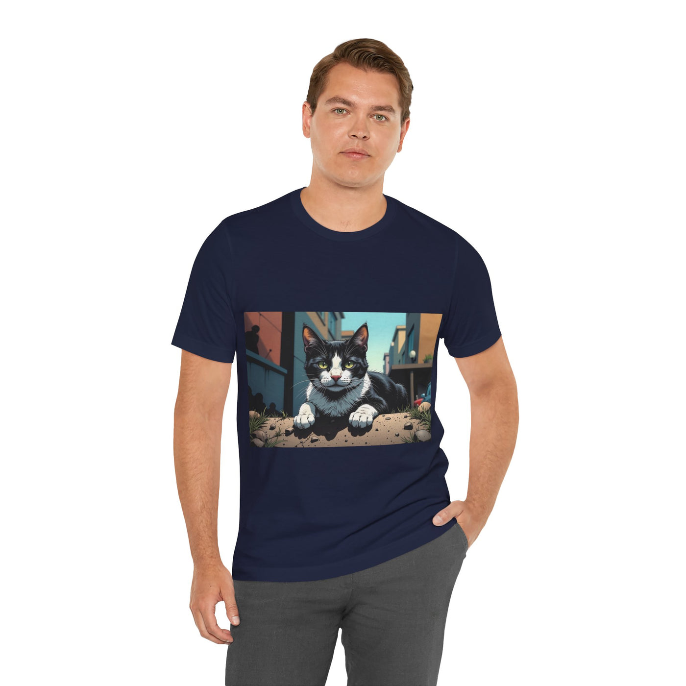Cool Cat Graphic Tee style 1 - Unisex Jersey Short Sleeve Tee, Cat Lover Gift, Cute Cat T-Shirt, Casual Wear, Pet Owner Apparel
