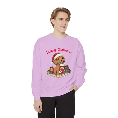 Puppy wait for Christmas presents Unisex Crewneck Sweatshirt style 2