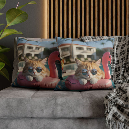 Relaxing Cat Swimming Cozy Polyester Decorative Pillowcase