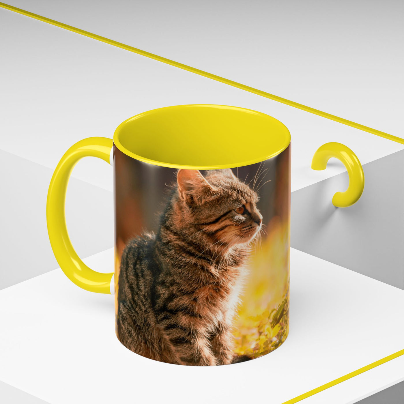 Golden Autumn Cat Coffee Mug - Cute Cat Mug, Nature Lover Gift, Cozy Kitchen Decor, Fall Drinkware, Cat Lover Gift