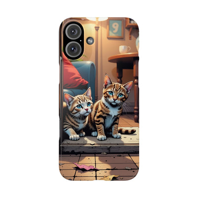 Cute Cats Slim Phone Case comic style 1, Cat Lover Gift, Impact-Resistant iPhone Case, Funny Pet Accessory, Unique Animal Design