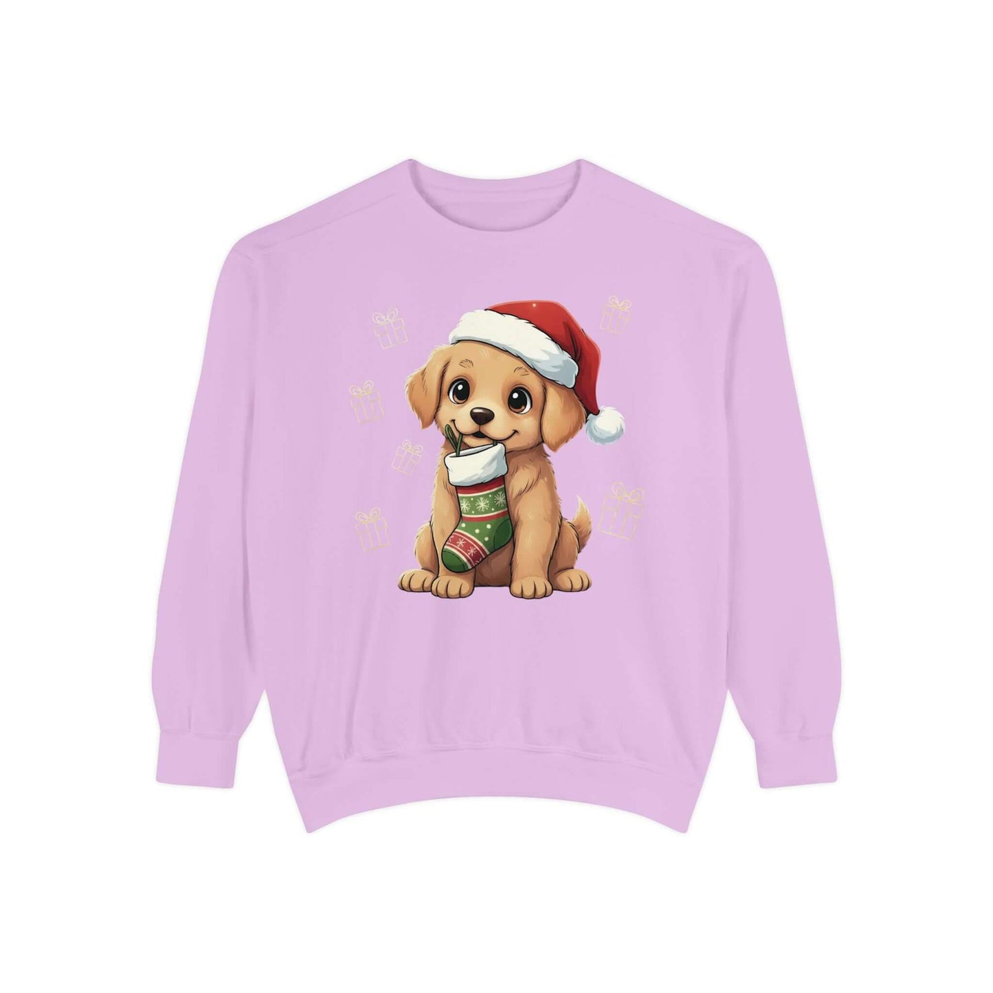 Puppy wait for Christmas presents Unisex Crewneck Sweatshirt style 4