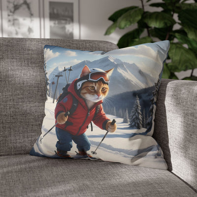 Skiing Cat Pillowcase - Fun & Cozy Decorative Pillowcase