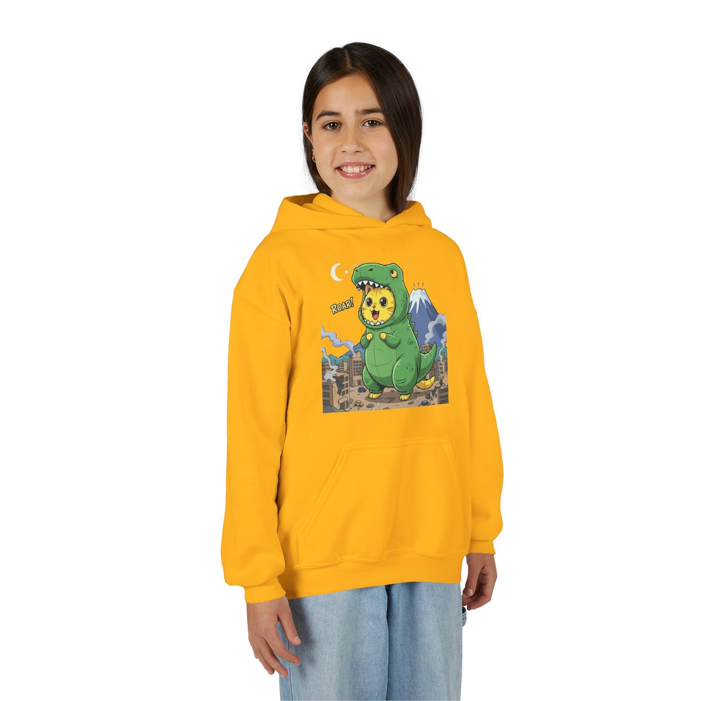 Cat cosplay Godzilla Unisex Kids Hoodie style 1
