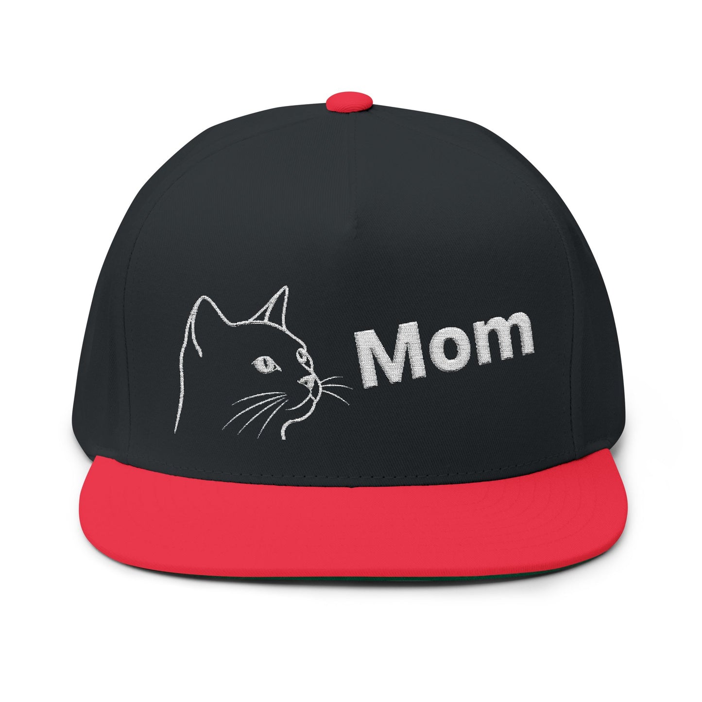 Stylish Embroidered Cat Mom Flat Bill Cap style 1
