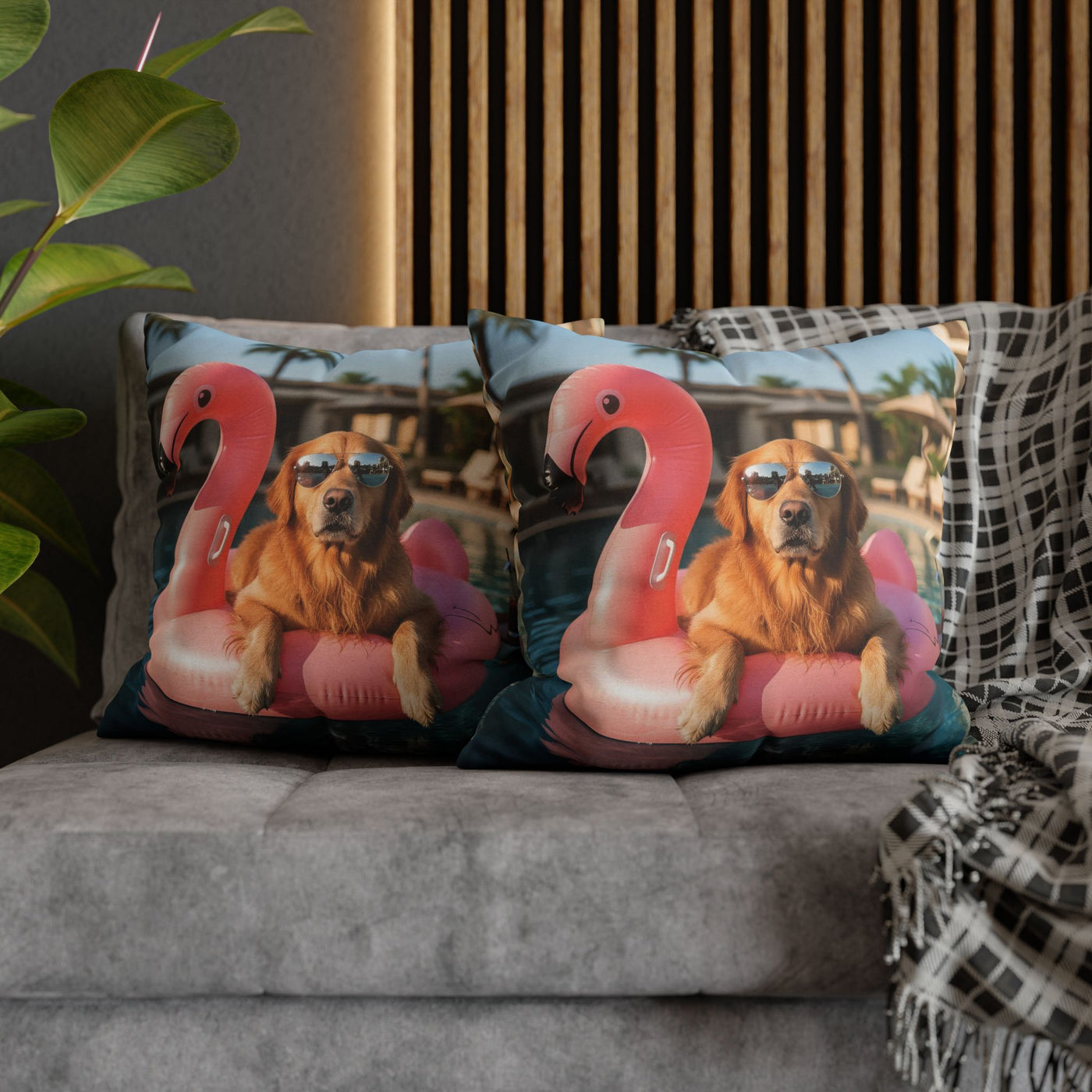 Relaxing Dog Swimming Pillowcase - Cozy Spun Polyester Decorative Pillowcase for Dog Lovers