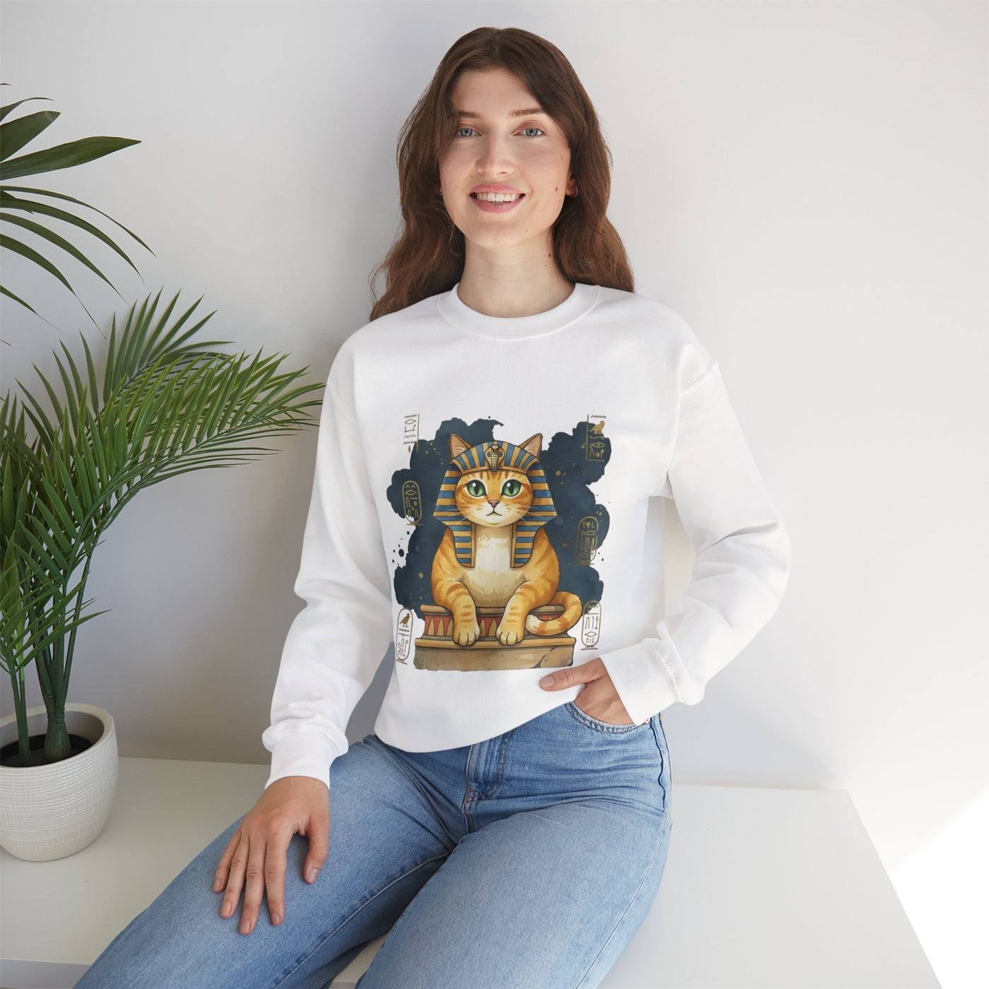 Watercolor painting style 9 Men & Women Cute Cat Pile Crewneck Sweatshirt