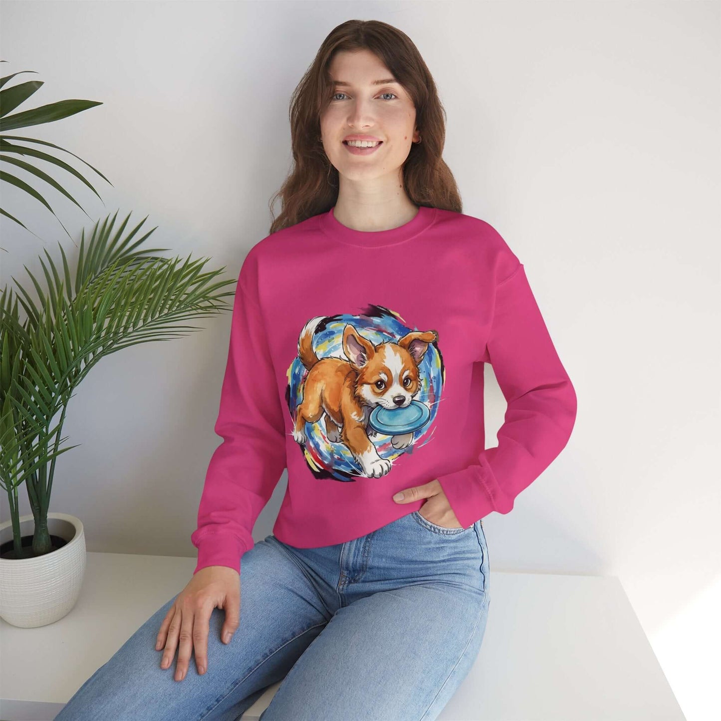 Watercolor Dog painting Unisex Crewneck Sweatshirt style 4