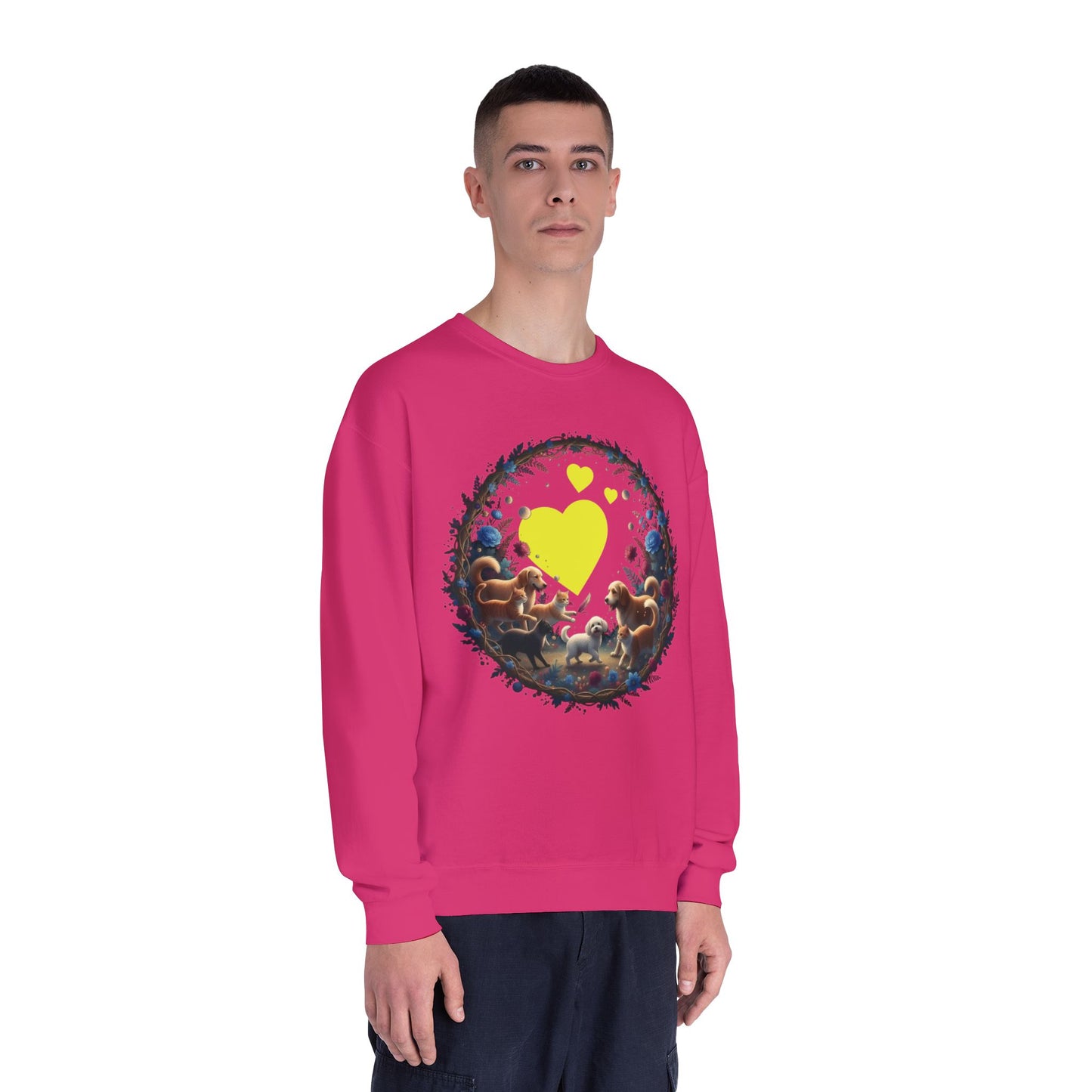 Cats & Dogs Full of Love Unisex NuBlend Crewneck Sweatshirt