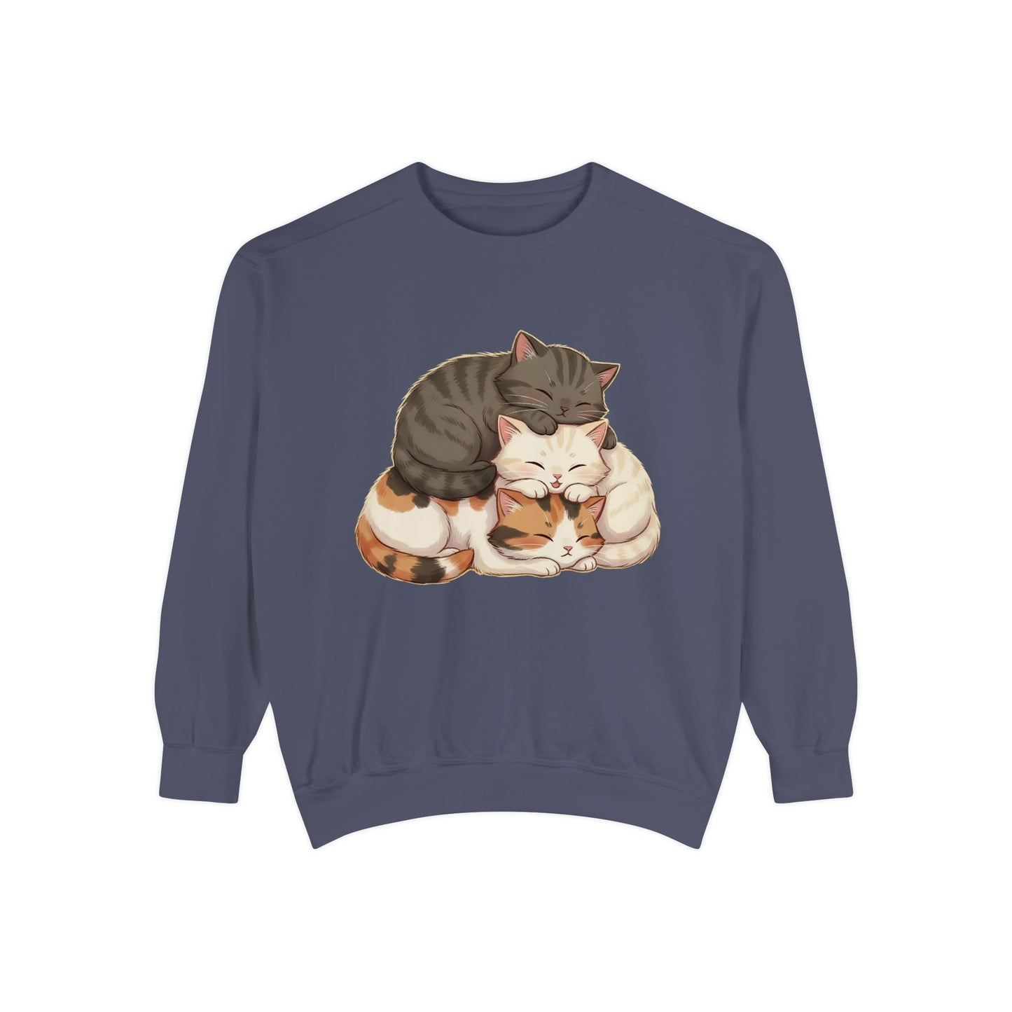 3 Cute Sleeping Cats Cozy Graphic Unisex Crewneck Sweatshirt style 3